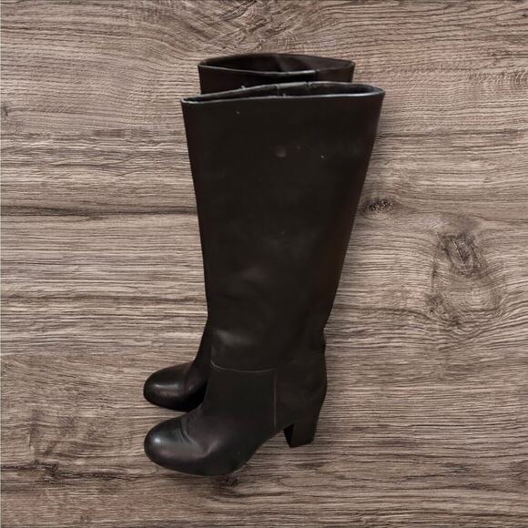 ShoeMint Tall Black Heeled boots size 6 Pull on Zip - Picture 1 of 8